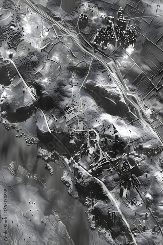 High-Resolution X-Band Radar Imagery Showcasing Detailed Terrain Features for Urban Planning and Disaster Management