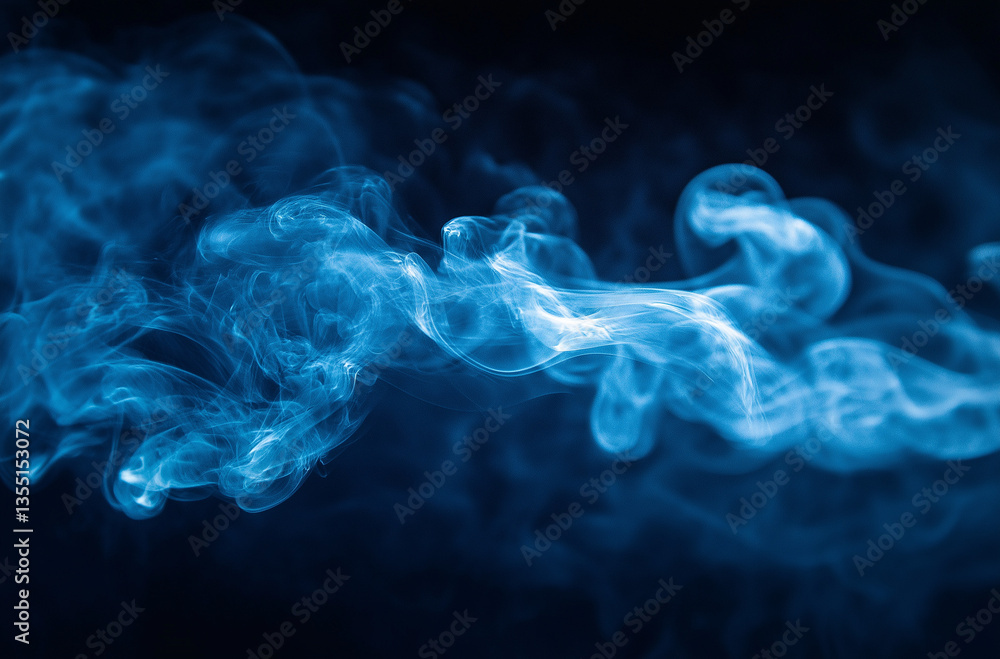 Obraz premium Blue Smoke on Black Background in Minimalistic Style