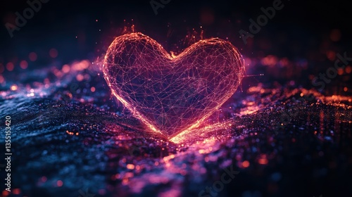 Glowing heart shape energy, abstract.