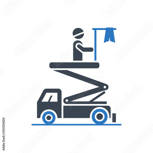 Elevated Worker with Flag Icon