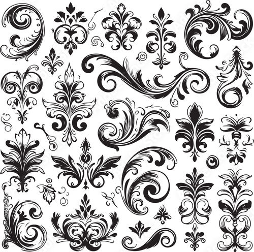 Elegant Baroque Floral Ornament | Vintage Flourish Vector Design