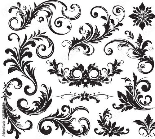 Elegant Baroque Floral Ornament | Vintage Flourish Vector Design