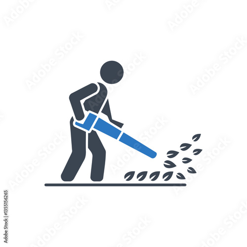 Leaf Blower Worker Action icon