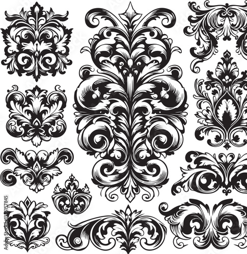 Elegant Baroque Floral Ornament | Vintage Flourish Vector Design
