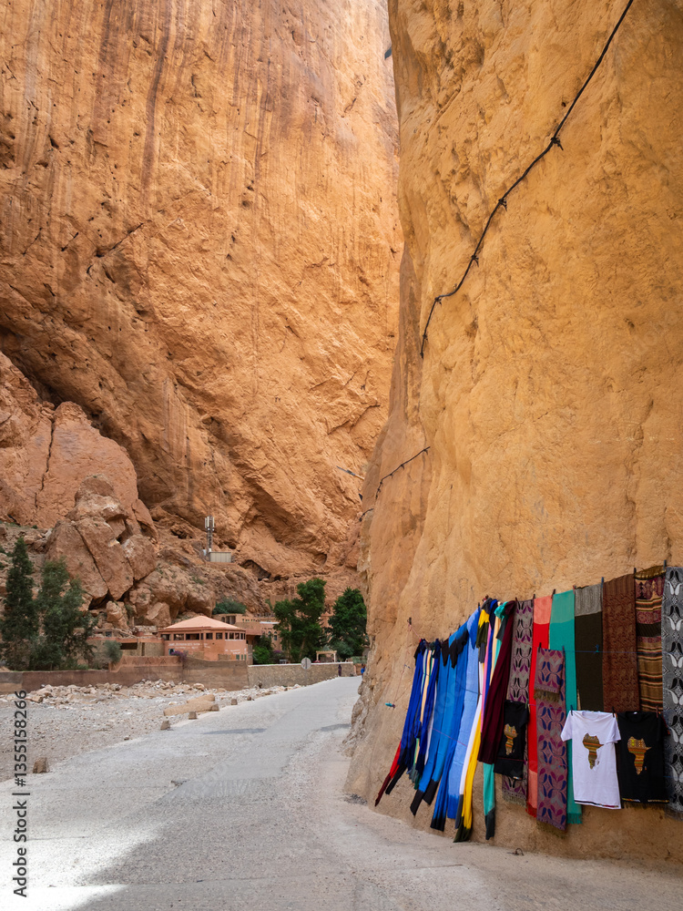 Souvenir stand by the road at Todgha Gorge, Morocco