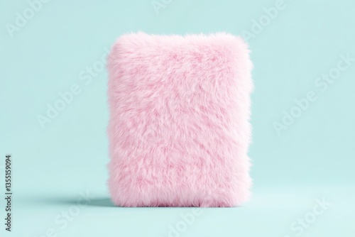 Fluffy pink rectangular cushion
