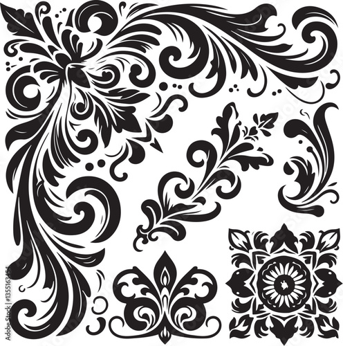 Elegant Baroque Floral Ornament | Vintage Flourish Vector Design
