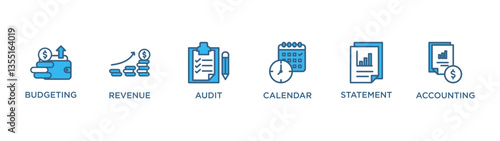 FISCAL YEAR banner web icon vector illustration concept for product and service quality inspection with an icon of budgeting , revenue, audit, calendar, statementm, accounting, 