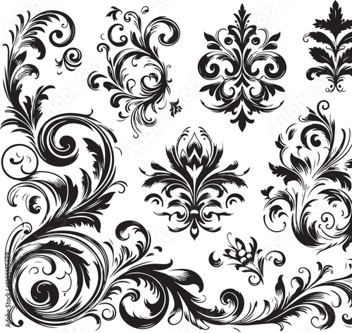 Elegant Baroque Floral Ornament | Vintage Flourish Vector Design