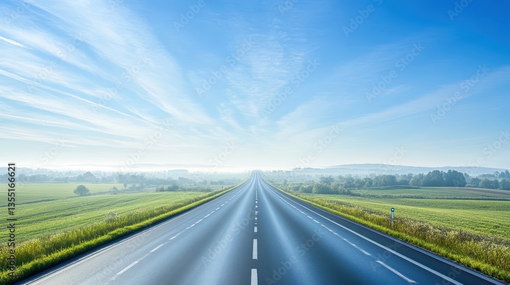 Fototapeta premium Endless road trip under a breathtaking sky, journey through scenic landscapes scenic