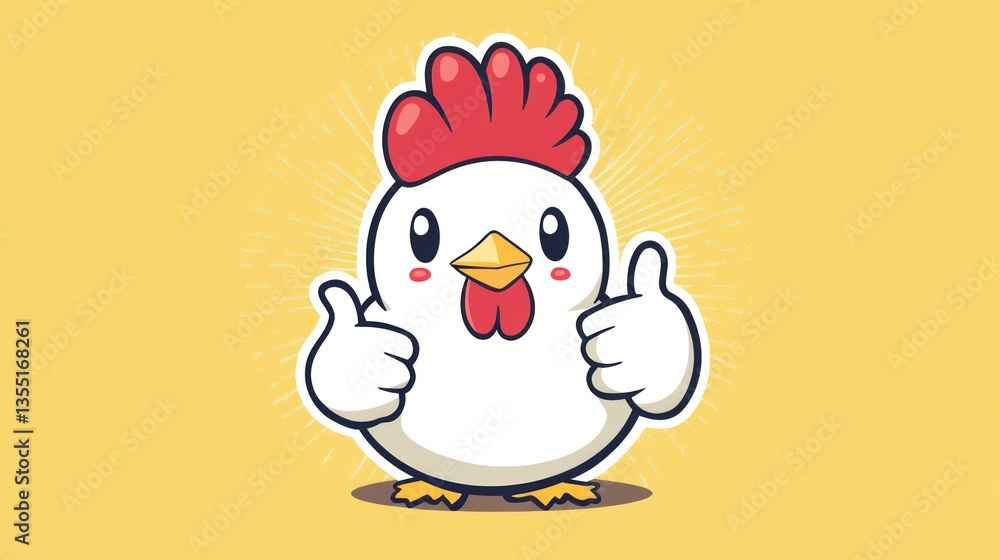 Cute cartoon chicken giving thumbs up Cute cartoon chicken giving thumbs up