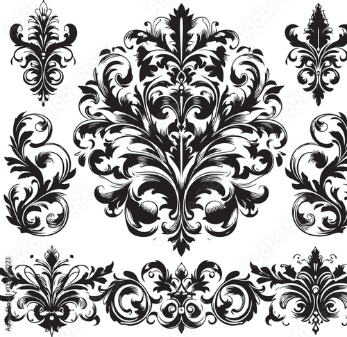 Elegant Baroque Floral Ornament | Vintage Flourish Vector Design