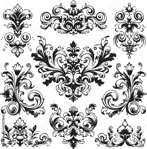 Elegant Baroque Floral Ornament | Vintage Flourish Vector Design