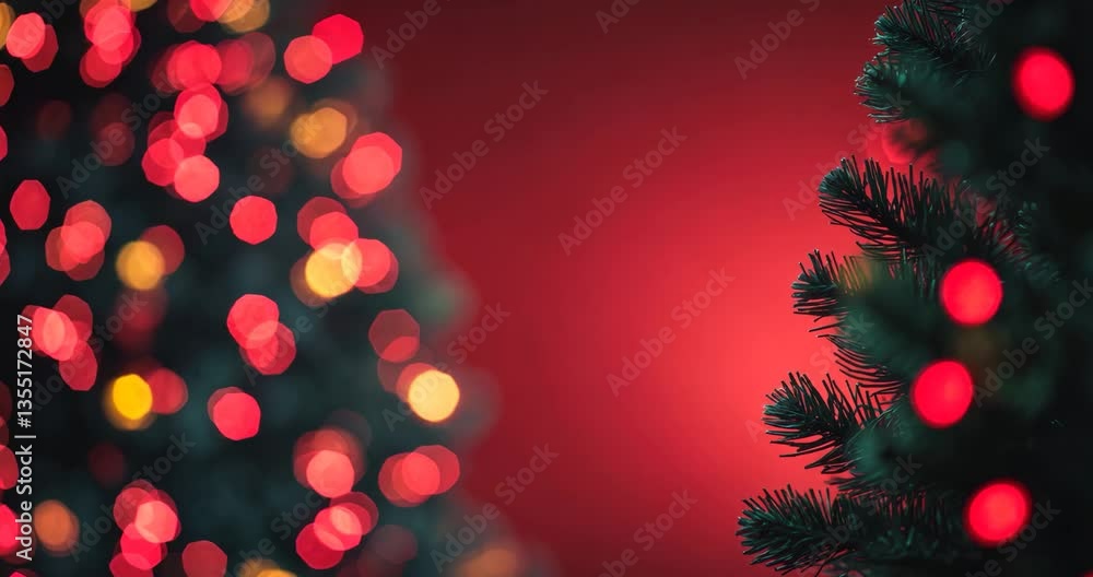Bokeh red backdrop of abstract design. Festive red bokeh. Abstract vibrant defocused circular spots. Bokeh blurred color light can serve as background.