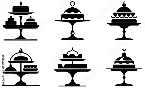 Elegant Cake Stand Silhouettes for Dessert Display