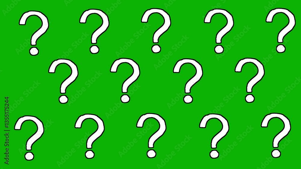 A lot of white vector question marks moving on a green background, chromakey
A lot of white vector question marks moving on a green background, chromakey