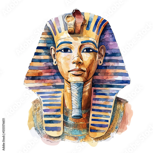 watercolor vector of Kingdom Of Egypt Ancient Egypt, isolated on a white background.