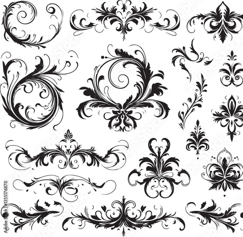 Elegant Baroque Floral Ornament | Vintage Flourish Vector Design