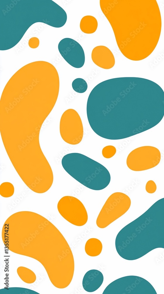 Fototapeta premium Abstract background with teal and orange organic shapes.