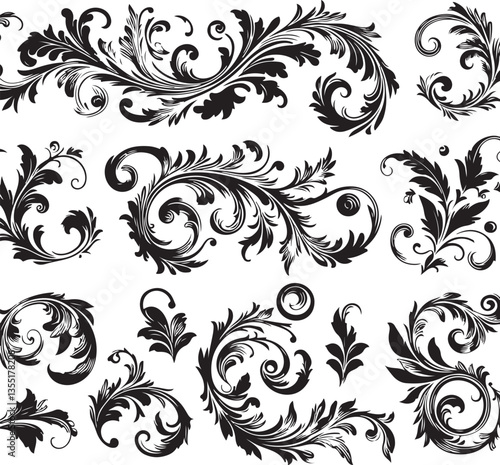 Elegant Baroque Floral Ornament | Vintage Flourish Vector Design