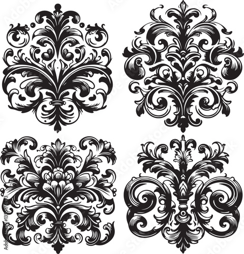 Elegant Baroque Floral Ornament | Vintage Flourish Vector Design