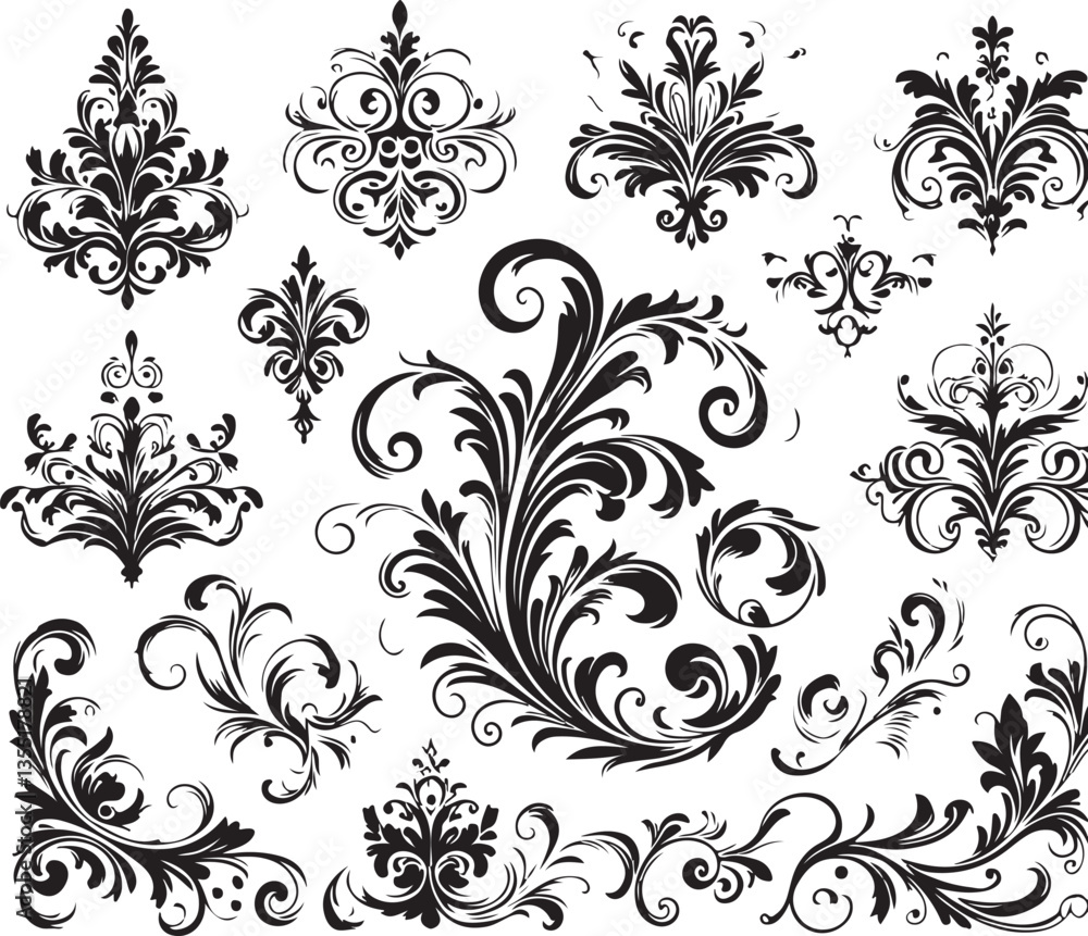 Obraz premium Elegant Baroque Floral Ornament | Vintage Flourish Vector Design
