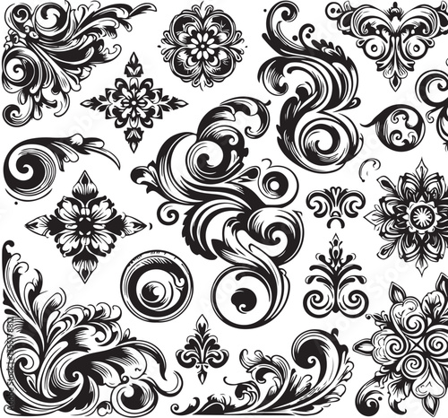Elegant Baroque Floral Ornament | Vintage Flourish Vector Design