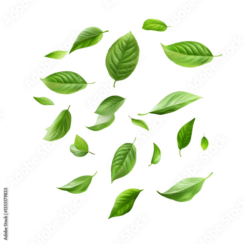 flying leaf petals isolated on transparent background