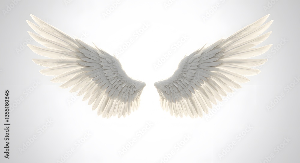Obraz premium White Angel Wings Isolated on Transparent Background