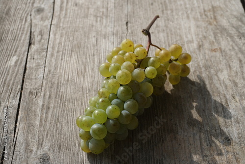 Fresh Green Grapes on a Wooden Surface