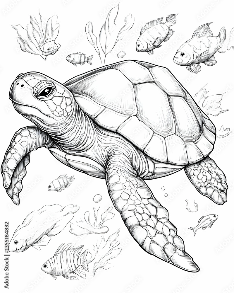 Fototapeta premium Sea Turtle Coloring Page (2)