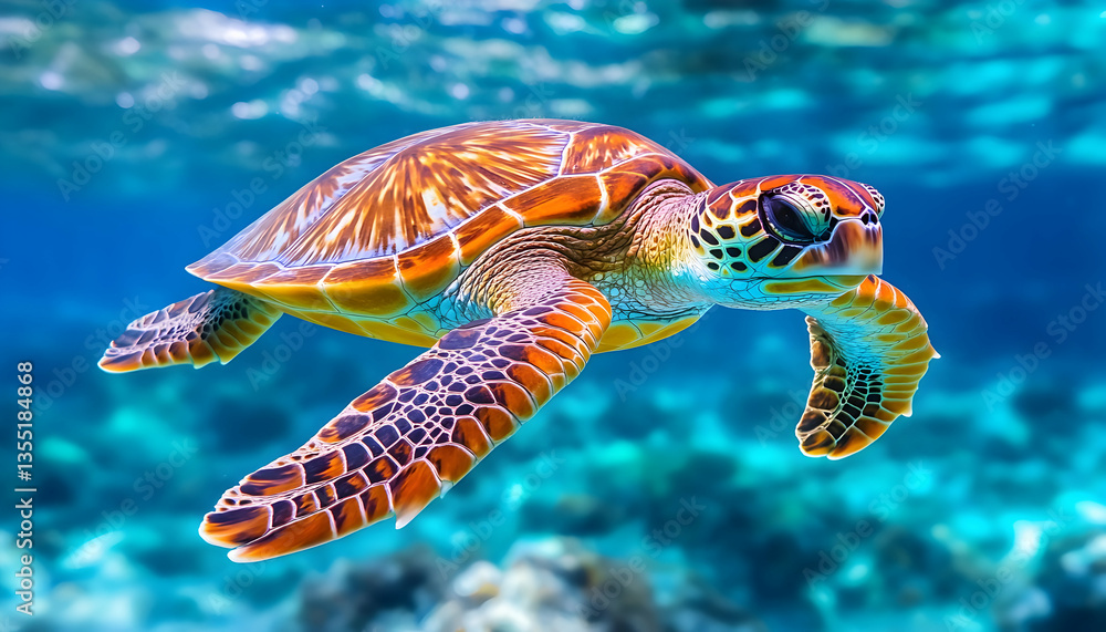 Fototapeta premium Sea Turtle in Coral Reef