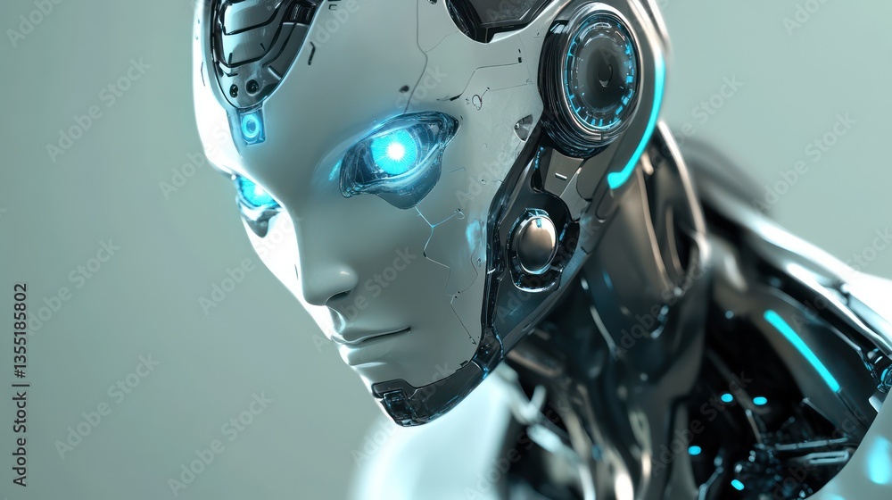 Fototapeta premium Futuristic Robot Head Design