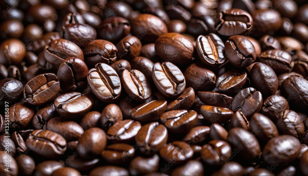 Close-up of roasted coffee beans with rich texture and dark aroma Close-up of roasted coffee beans with rich texture and dark aroma