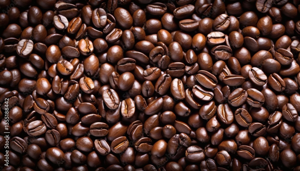 Fototapeta premium Close-up of roasted coffee beans with rich texture and dark aroma