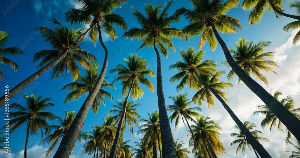 A gathering of murmuring palm trees, gently swaying in the breeze. A gathering of murmuring palm trees, gently swaying in the breeze.