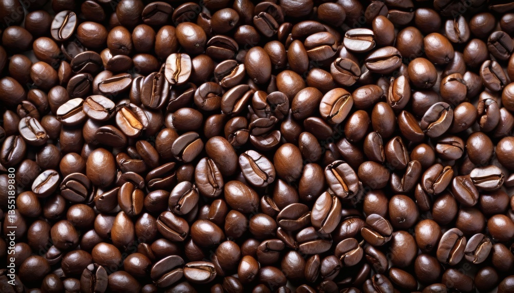 Obraz premium Close-up of roasted coffee beans with rich texture and dark aroma