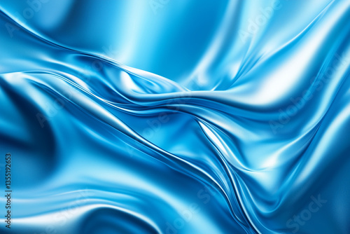 Silky Blue Fabric Texture – Glossy Satin Material Abstract Flow

