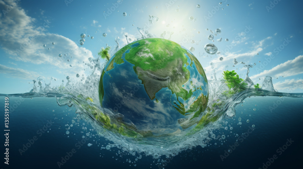 Globe Floating in Water Globe Floating in Water