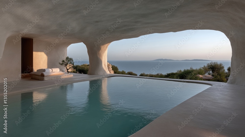 Naklejka premium Coastal cave-like pool with panoramic ocean views