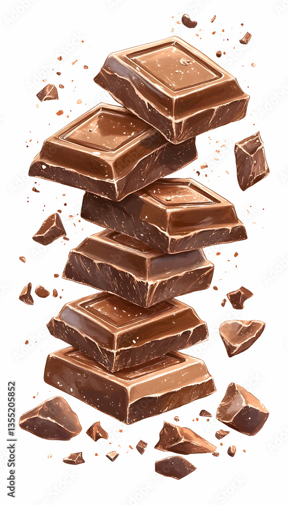 Stacked Chocolate Pieces Falling Stacked Chocolate Pieces Falling