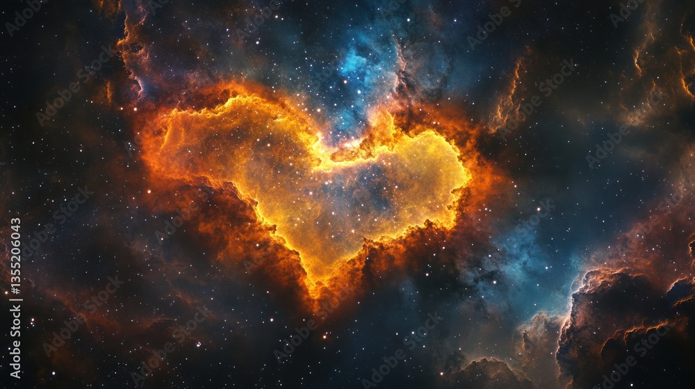 Fototapeta premium Cosmic heart-shaped nebula in space.