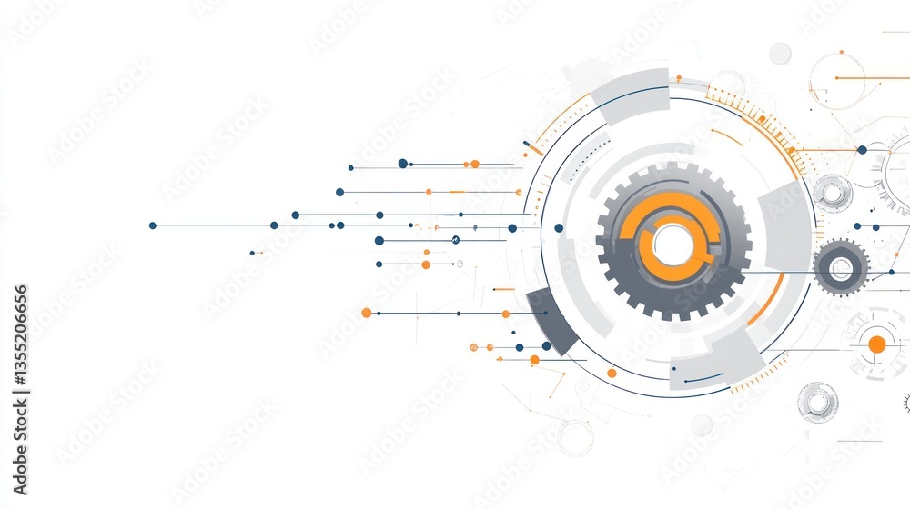 Obraz premium Abstract technology gear design background, ideal for website or app interface