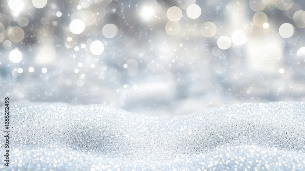 Obraz premium Sparkling Snowdrifts Under Silver Bokeh Lights Winter Magic.