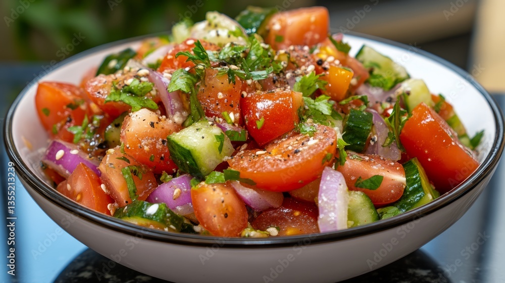 Delicious homemade salad with fresh ingredients captured using an old camera showcasing its vibrant colors and appetizing appeal Delicious homemade salad with fresh ingredients captured using an old camera showcasing its vibrant colors and appetizing appeal