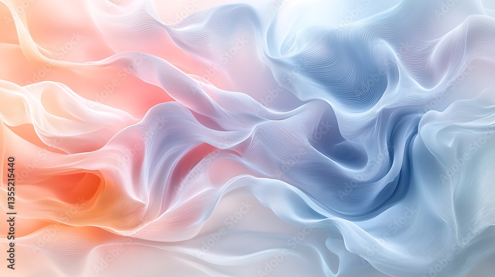 Obraz premium Abstract pastel fabric texture, flowing waves of chiffon.