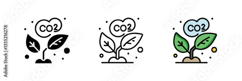 Carbon Neutral Symbol Icon Set for Sustainable Living