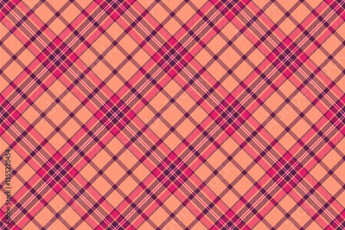 Vibrant peach and pink plaid pattern.  Perfect for textile design, fashion, or website backgrounds.  This seamless, repeating texture offers a stylish and modern aesthetic.