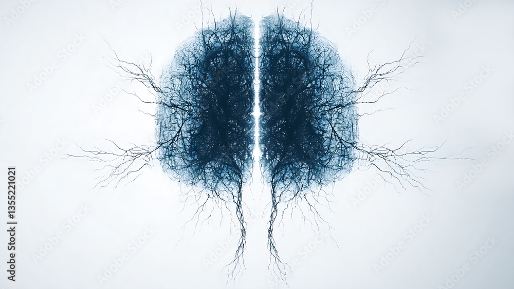Fototapeta premium AI-Generated Human Brain Anatomy with Neural Details