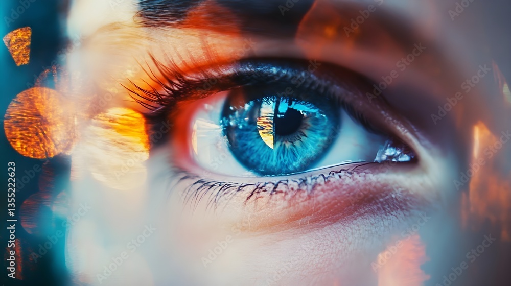 Intriguing Gaze: A close-up shot of an eye, with striking blue iris and captivating visual, the eye gazes directly at the viewer, the image is a metaphor of observation and wonder Intriguing Gaze: A close-up shot of an eye, with striking blue iris and captivating visual, the eye gazes directly at the viewer, the image is a metaphor of observation and wonder